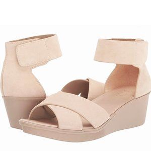 Naturalizer Riviera Ankle Strap Wedge Sandals Porcelain Suede